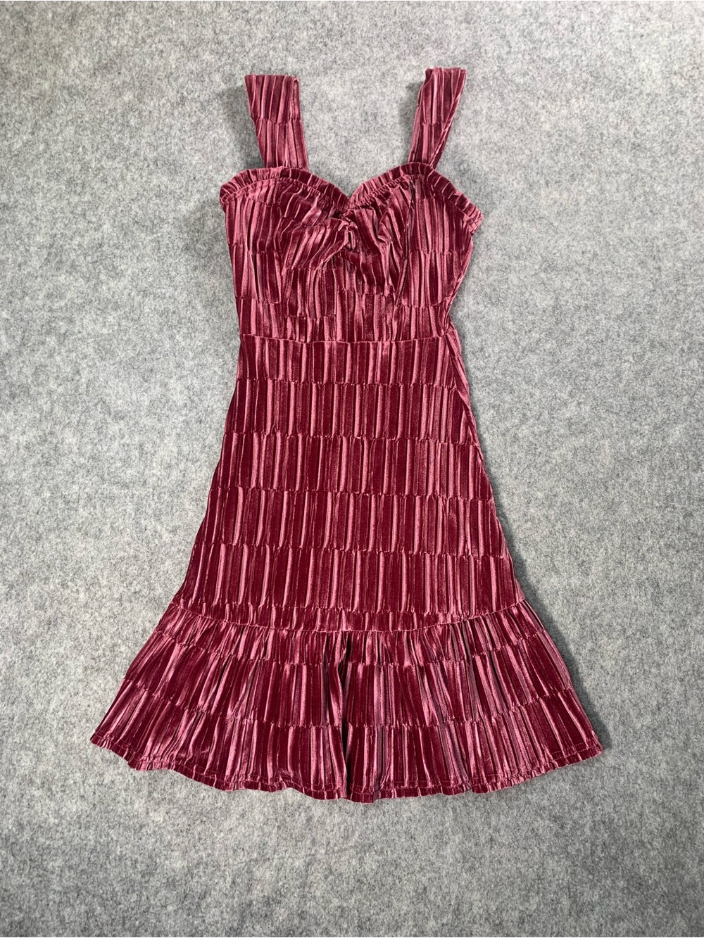 Betsey Johnson Ruched Velvet Dress in Wine